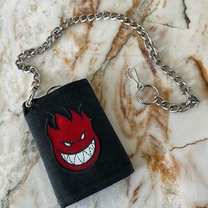 VINTAGE SPITFIRE BLACK RED WALLET WITH DETACHABLE KEY RING LOOP RARE SKATEBOARD